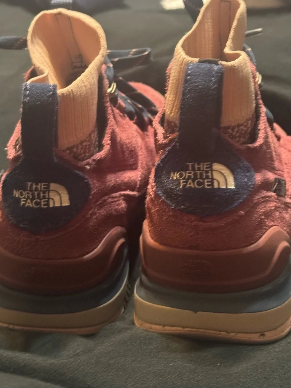 The North Face Rust Red and Navy Suede Winter Boots